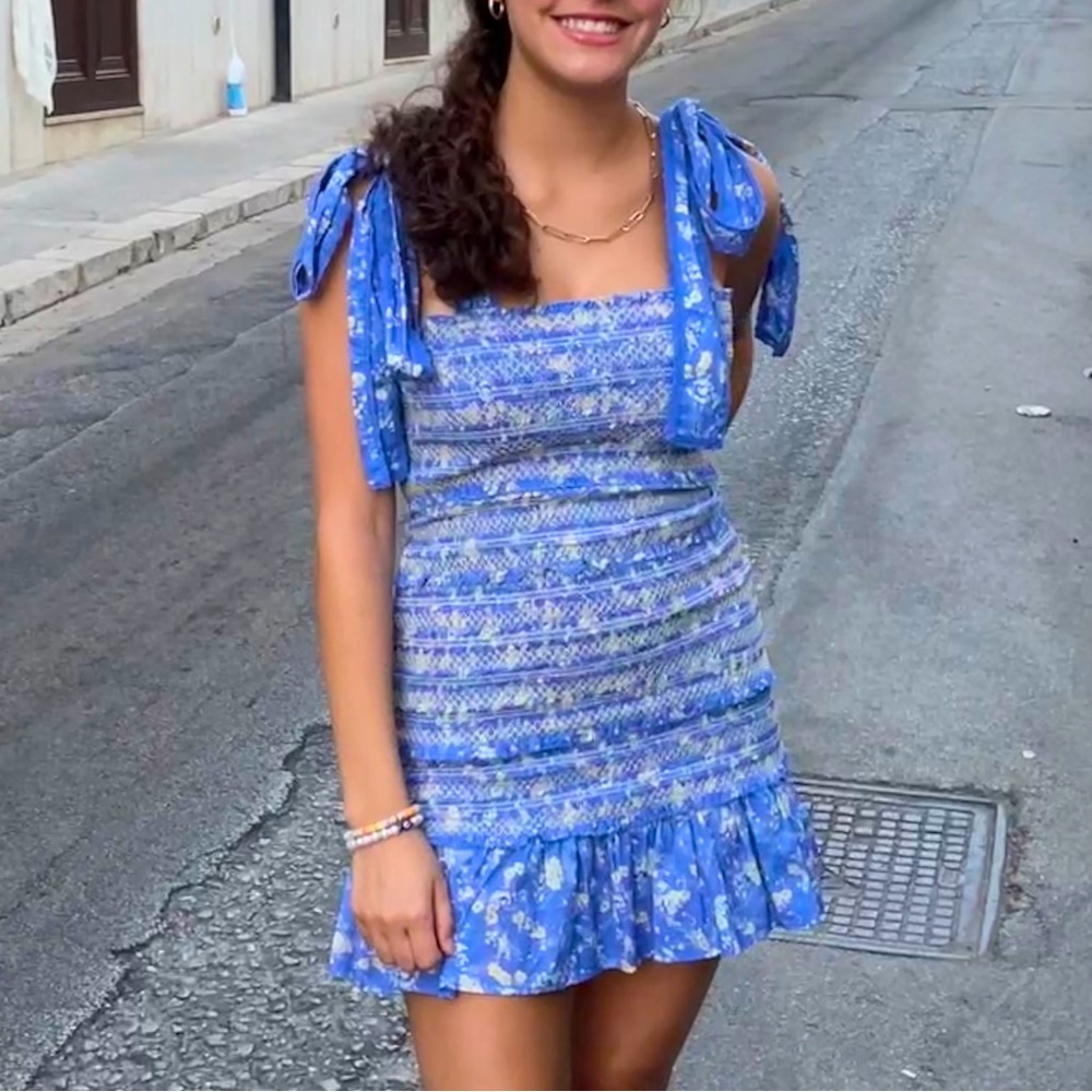 LoveShackFancy belle dress in blue jay